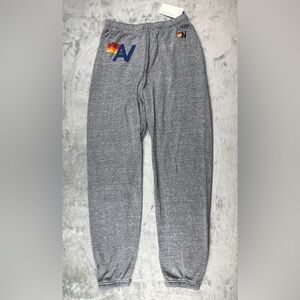 Aviator Nation Logo Sweatpants Joggers Womens Size Medium Heather Grey Lounge